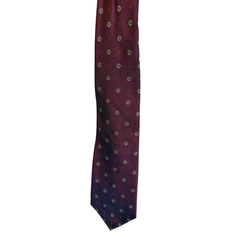 Vintage 90's Dunhill Mens Silk Tie Burgundy Floral Medallion Necktie